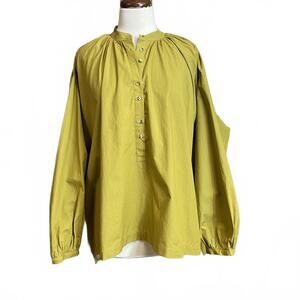 Free People Hey Baby OVERSIZE mustard colored blouse small